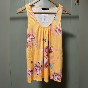 Small yellow flowered tank top NWT